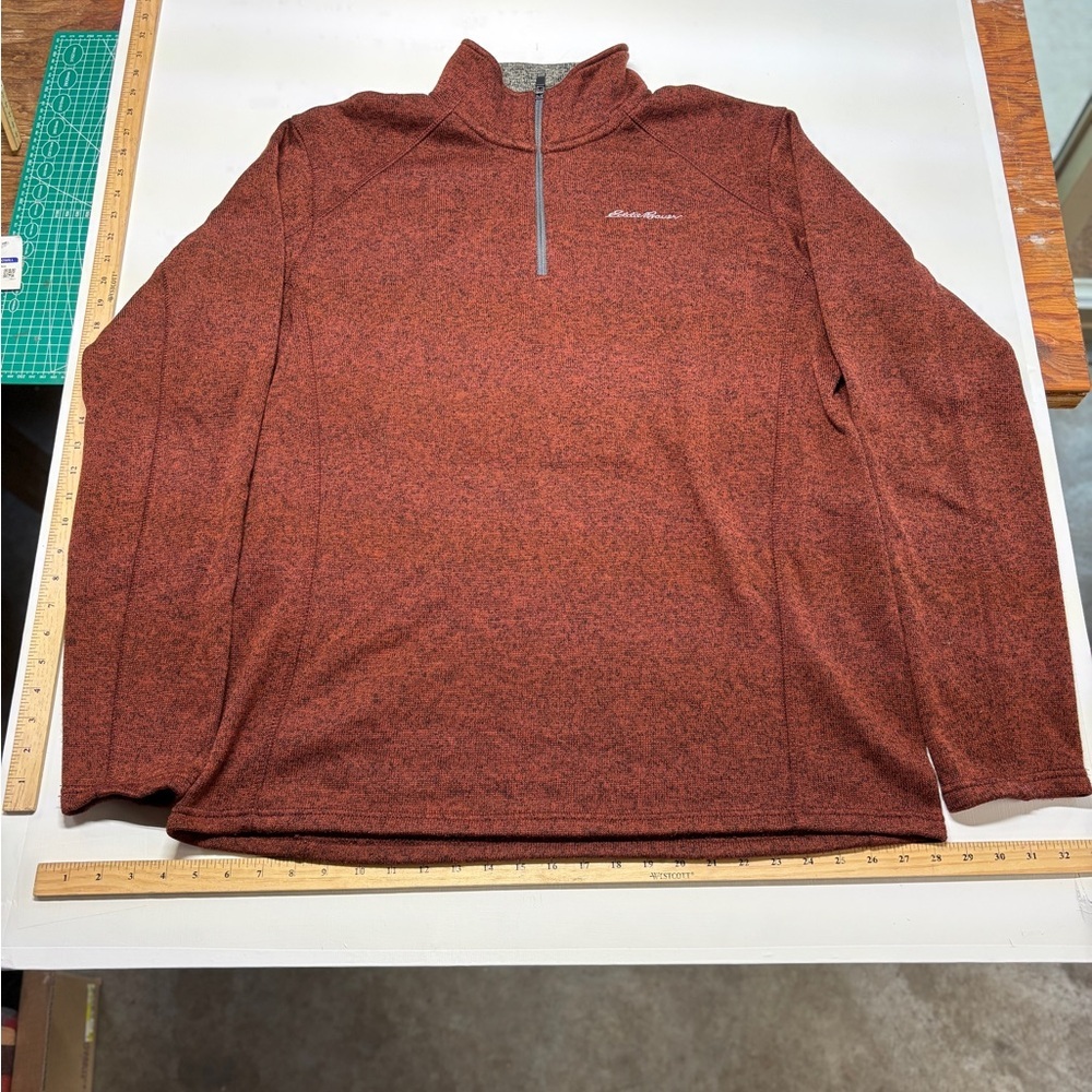 Eddie Bauer Radiator Fleece 1/4-Zip Pullover Brick Red Sweater mens size TXL